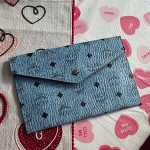 MCM Sky Blue Monogram Clutch